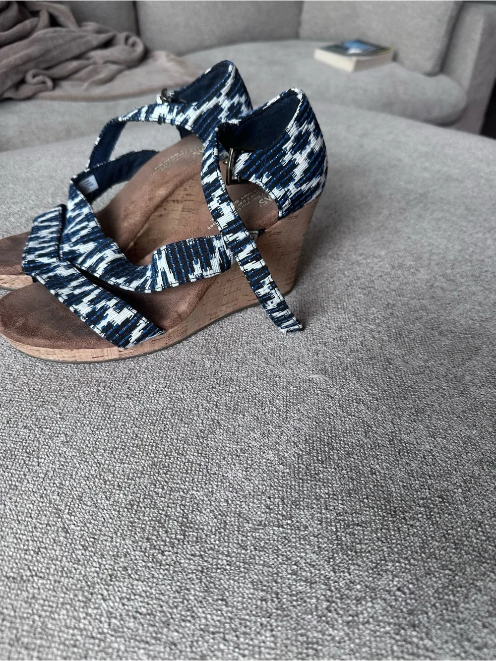 Toms Blue and White Woven Slip-On